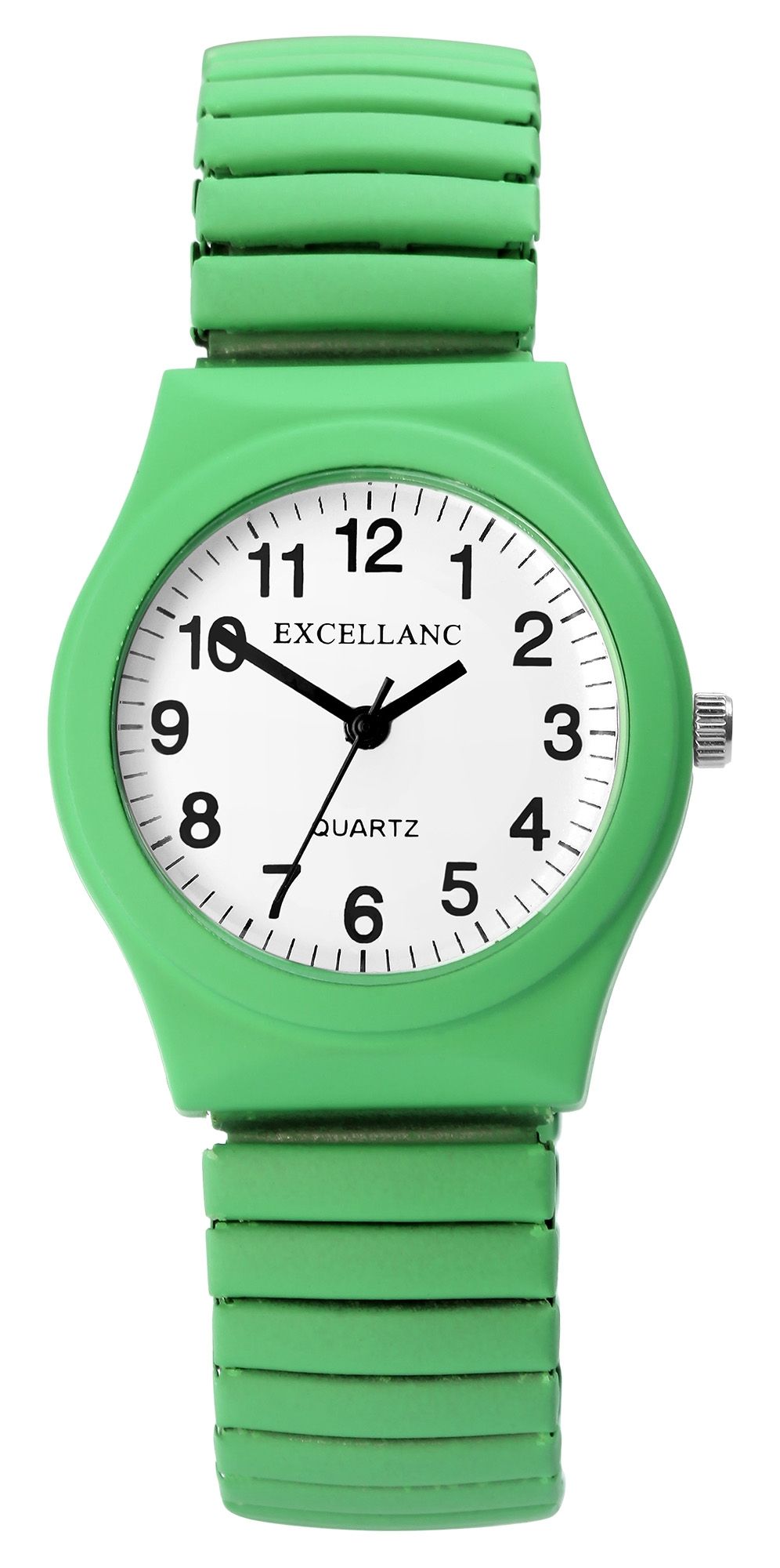 Excellanc Damen Armbanduhr – Neongrüne Quarzuhr mit Edelstahl-Zugarmband
