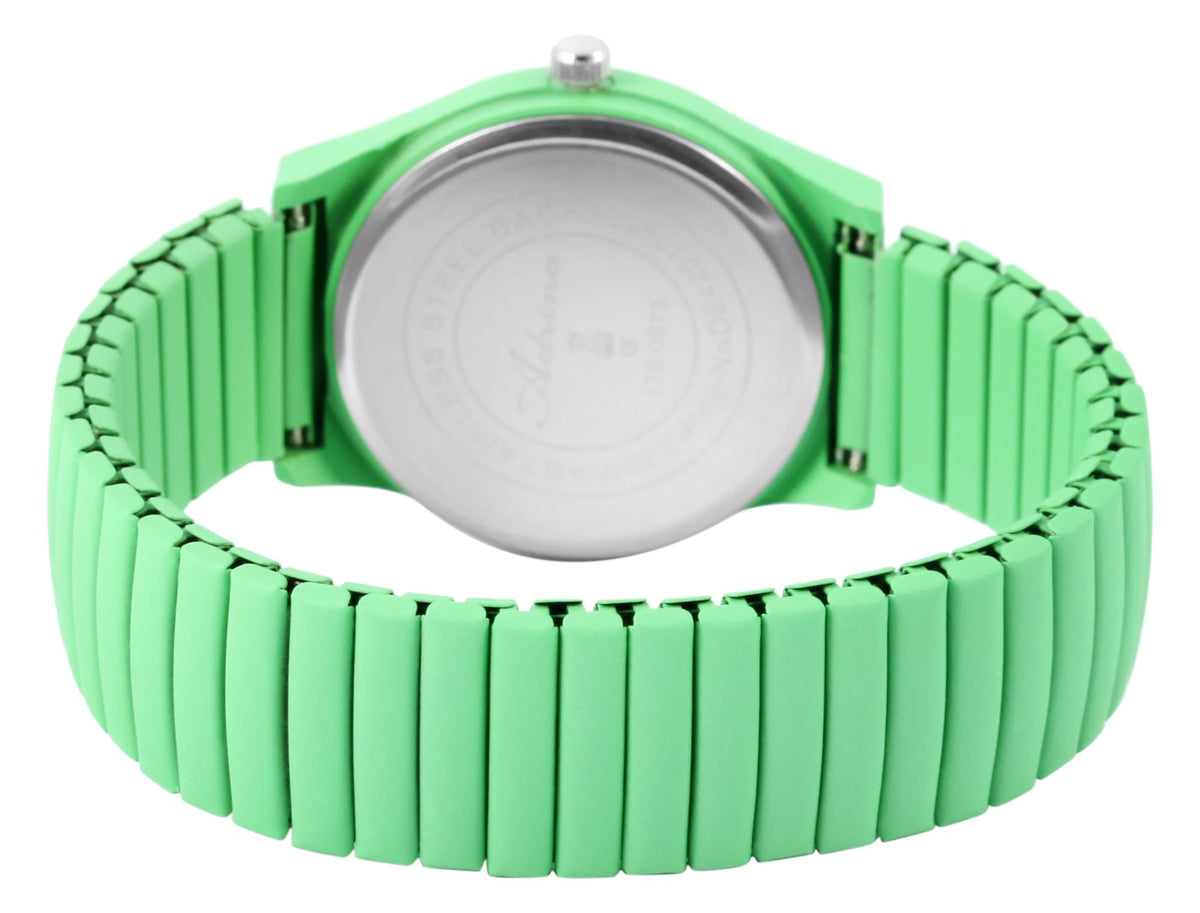 Excellanc Damen Armbanduhr – Neongrüne Quarzuhr mit Edelstahl-Zugarmband