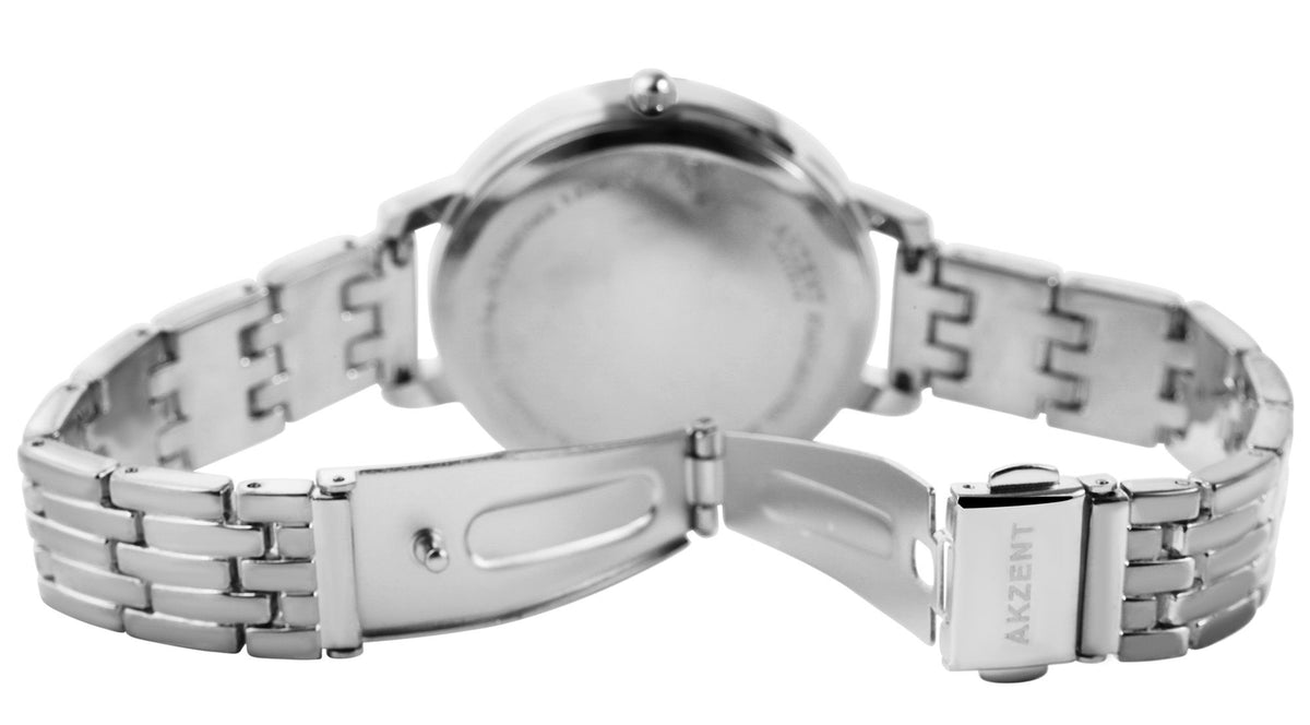 Damenuhr Sohan | Akzent Exclusive | Silbernes Gliederarmband | Facettiertes Mineralglas