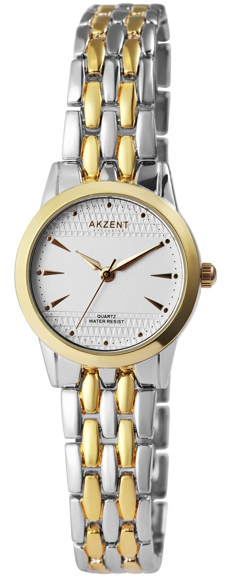 Akzent Exclusive Damenuhr Nohad | Bicolor Gliederarmband | Silber/Gold | Ø 26 mm