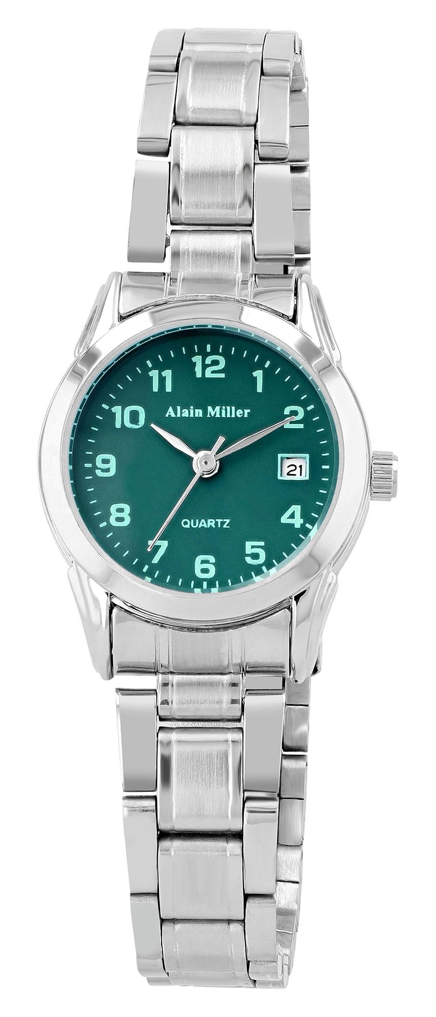 Damenuhr | Alain Miller | Edelstahl-Gliederarmband | Datumsanzeige | 4 Farben