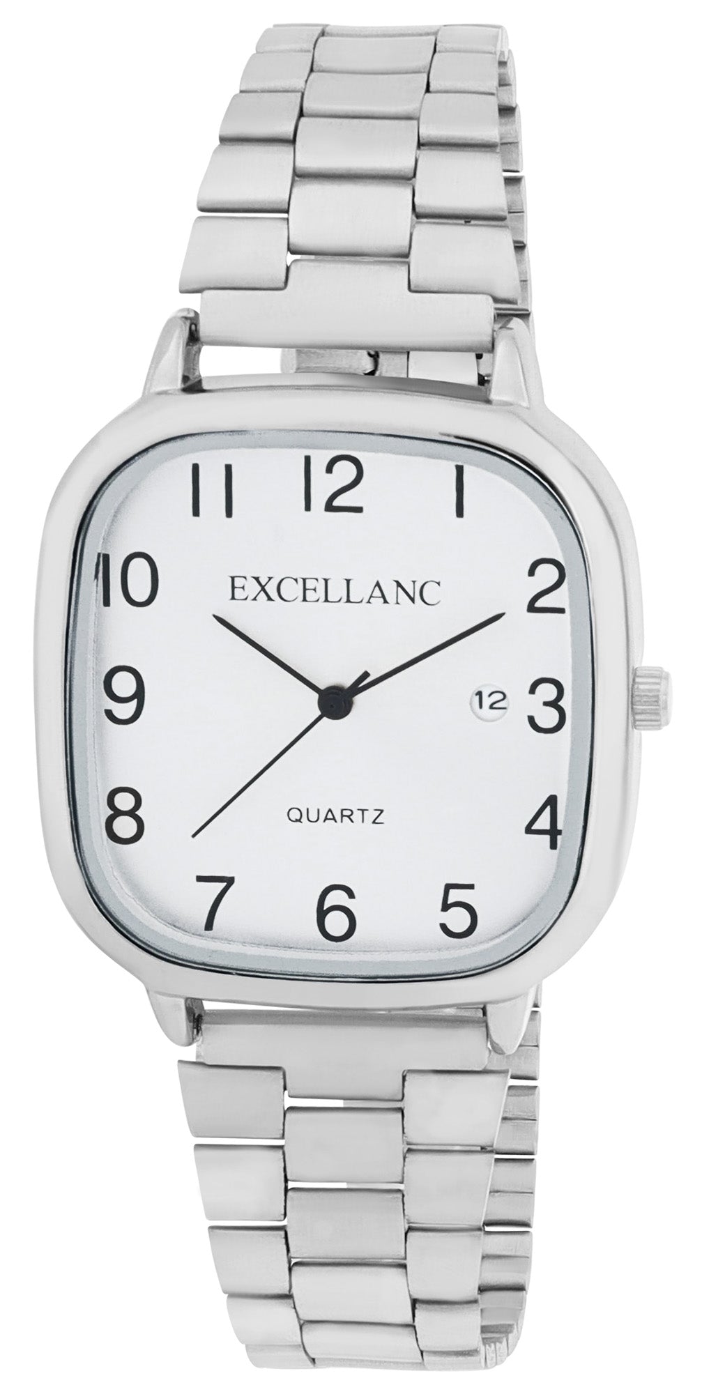 Excellanc Damen-/Herren-Uhr – Eckig, Silber, Silbernes Ziffernblatt