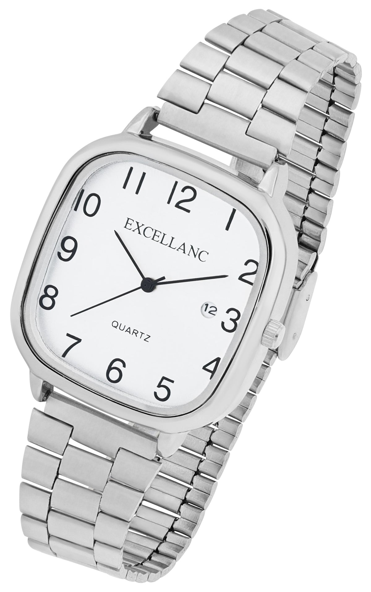 Excellanc Damen-/Herren-Uhr – Eckig, Silber, Silbernes Ziffernblatt