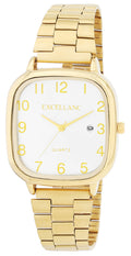 Excellanc Damen-/Herren-Uhr – Eckig, Gold, Silbernes Ziffernblatt