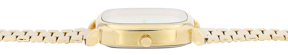 Excellanc Damen-/Herren-Uhr – Eckig, Gold, Silbernes Ziffernblatt
