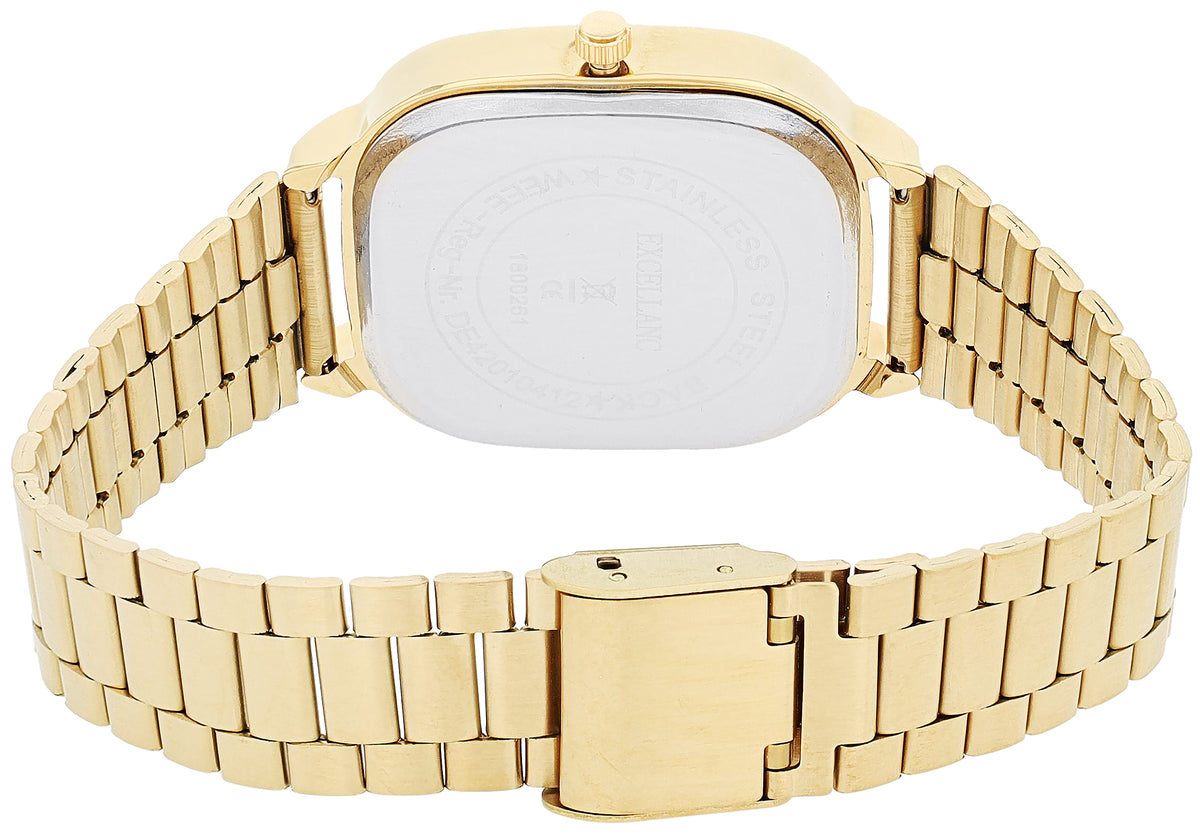 Excellanc Damen-/Herren-Uhr – Eckig, Gold, Silbernes Ziffernblatt