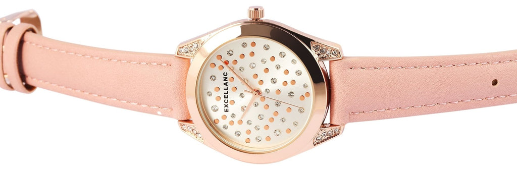Excellanc Damenuhr – Rosa, Strass, Roségold, Ø 36 mm