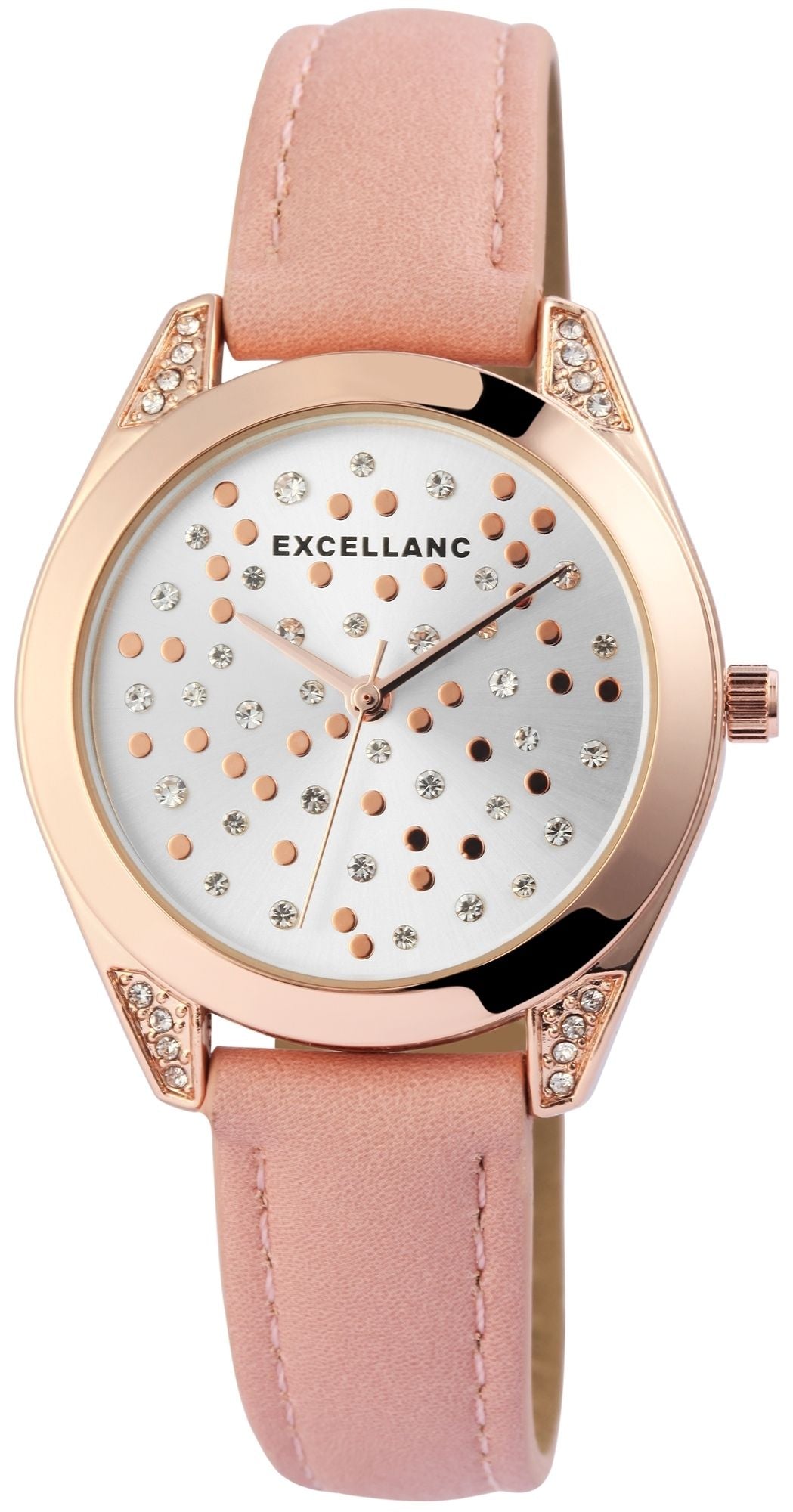 Excellanc Damenuhr – Rosa, Strass, Roségold, Ø 36 mm
