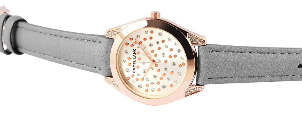 Excellanc Damenuhr – Rosa, Strass, Roségold, Ø 36 mm