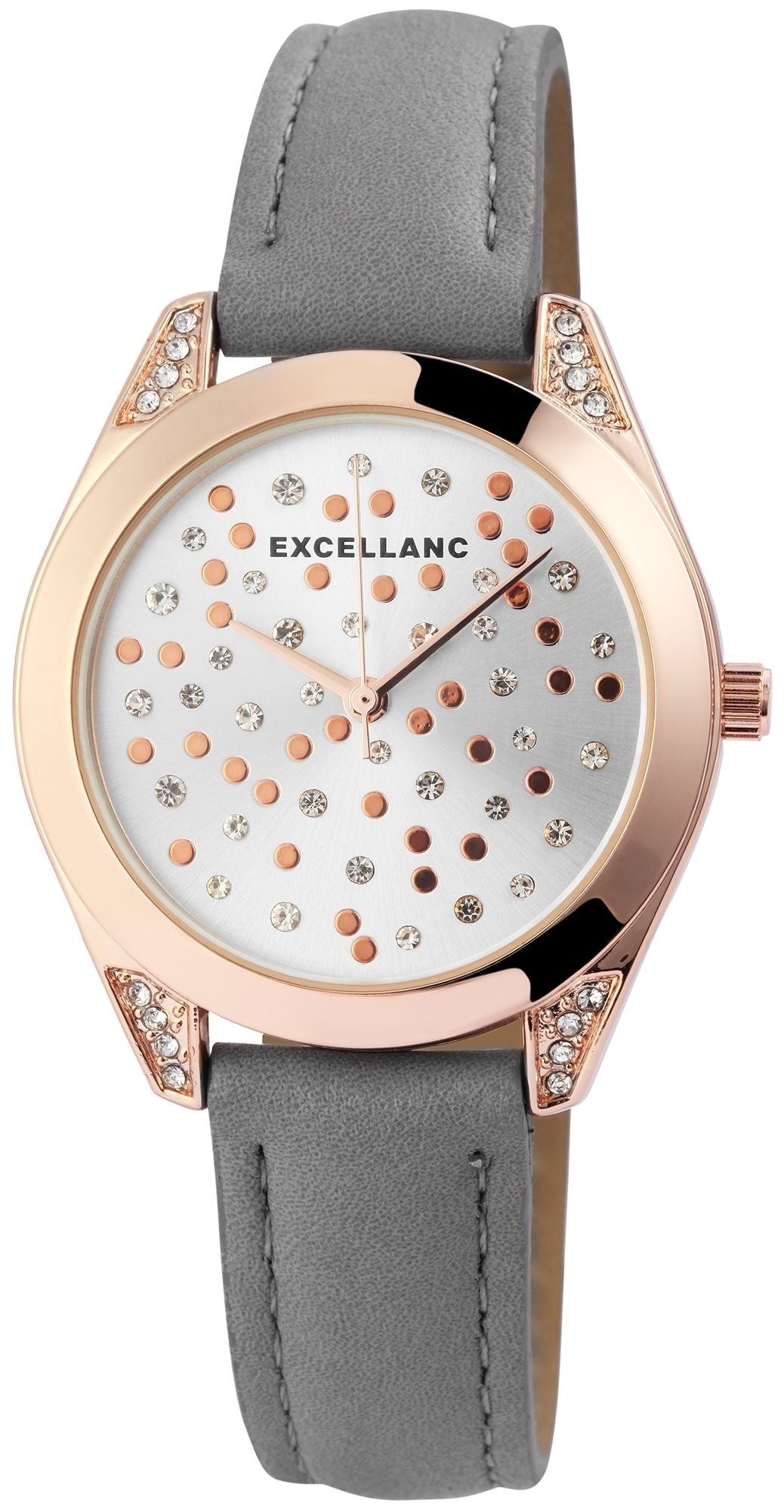Excellanc Damenuhr – Rosa, Strass, Roségold, Ø 36 mm