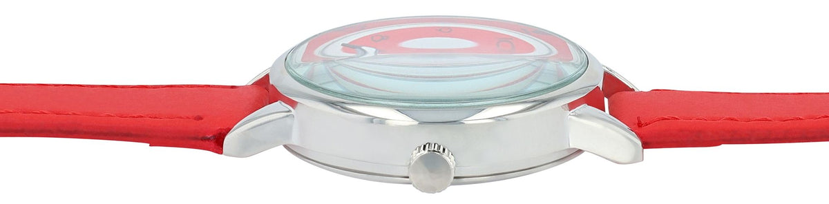 Adrina Damenuhr Schwarz – Lederimitat, Arabische Ziffern, Ø 34 mm