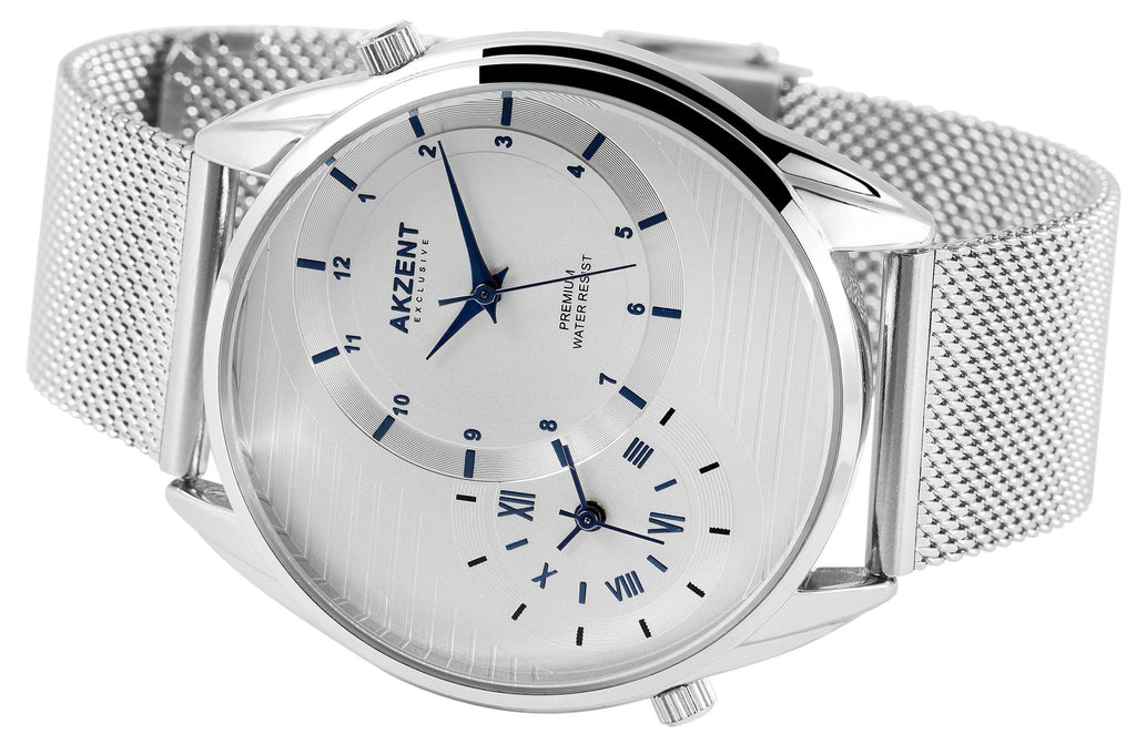 AKZENT EXCLUSIVE Herrenuhr mit Edelstahl Meshband