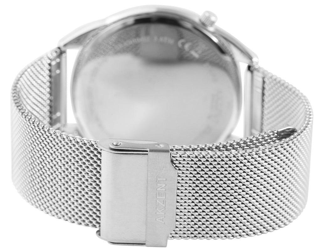 AKZENT EXCLUSIVE Herrenuhr mit Edelstahl Meshband