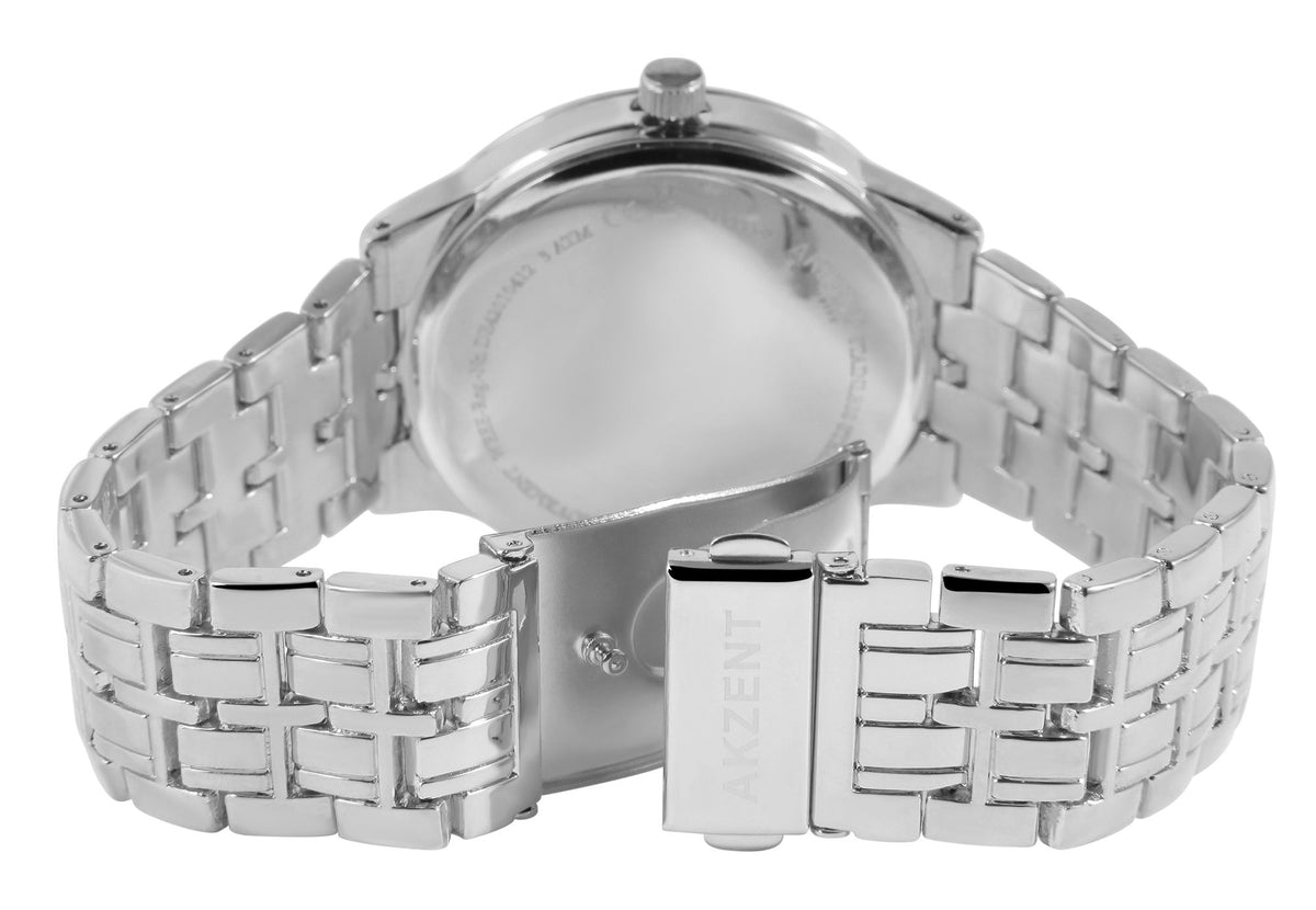 Akzent Exclusive Analog-Herrenuhr Metallband – Blau-Silber Design