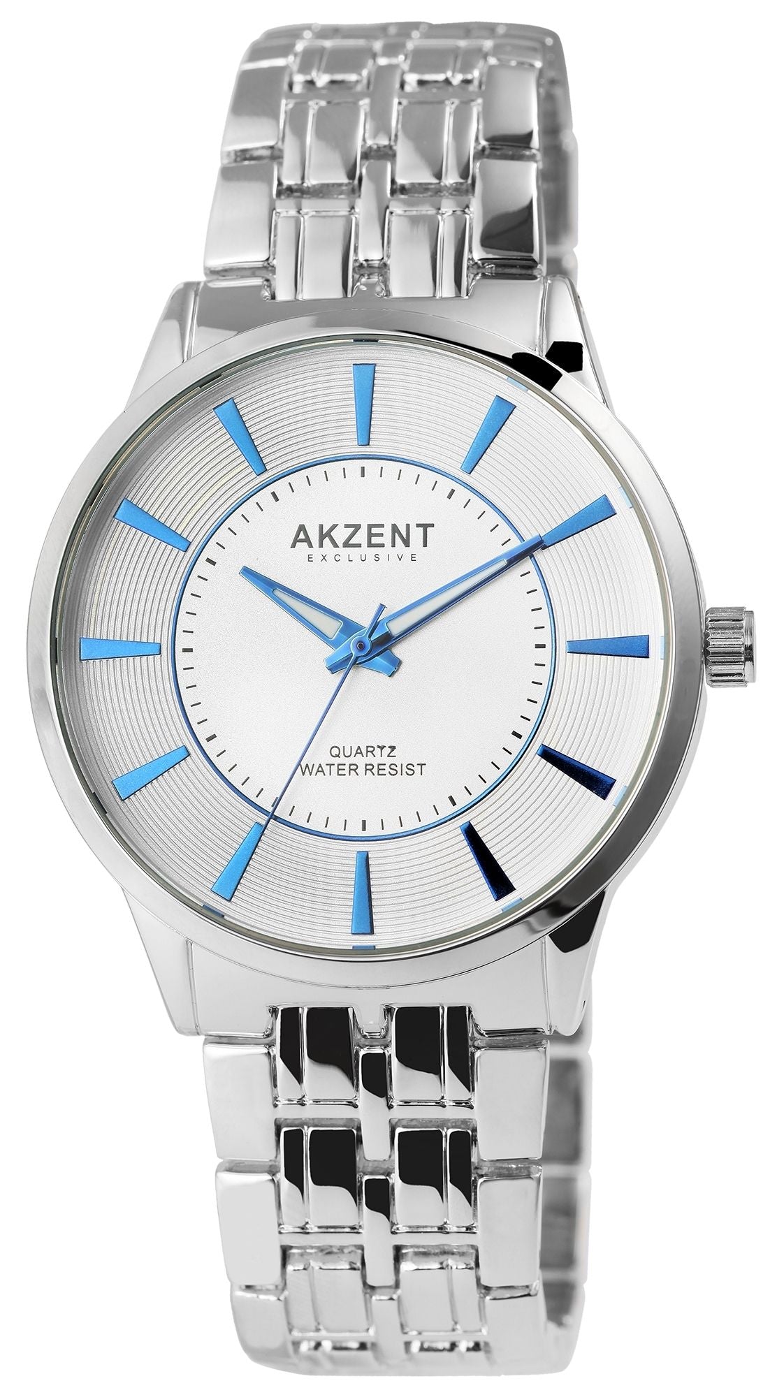 Akzent Exclusive Analog-Herrenuhr Metallband – Blau-Silber Design