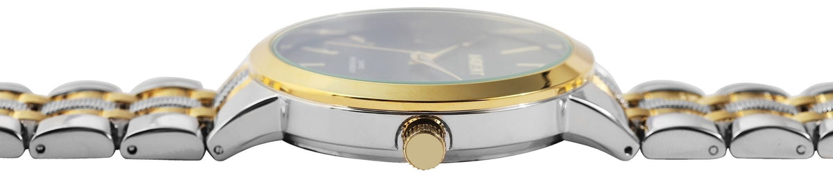 Akzent Exclusive Herrenarmbanduhr Metallband Bicolor – Schwarzes Zifferblatt