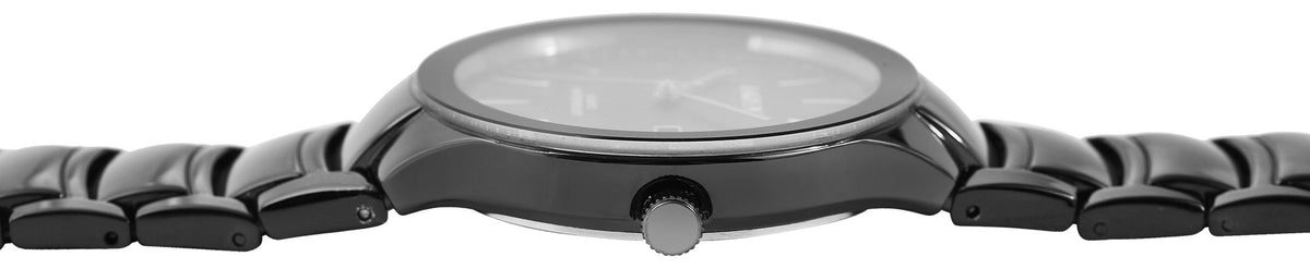 Akzent Exclusive Herrenarmbanduhr Metallband Schwarz – Silberne Zeiger