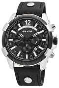 Elite Herren-Uhr EL0005 – Silbernes Gehäuse, Schwarzes Lederband