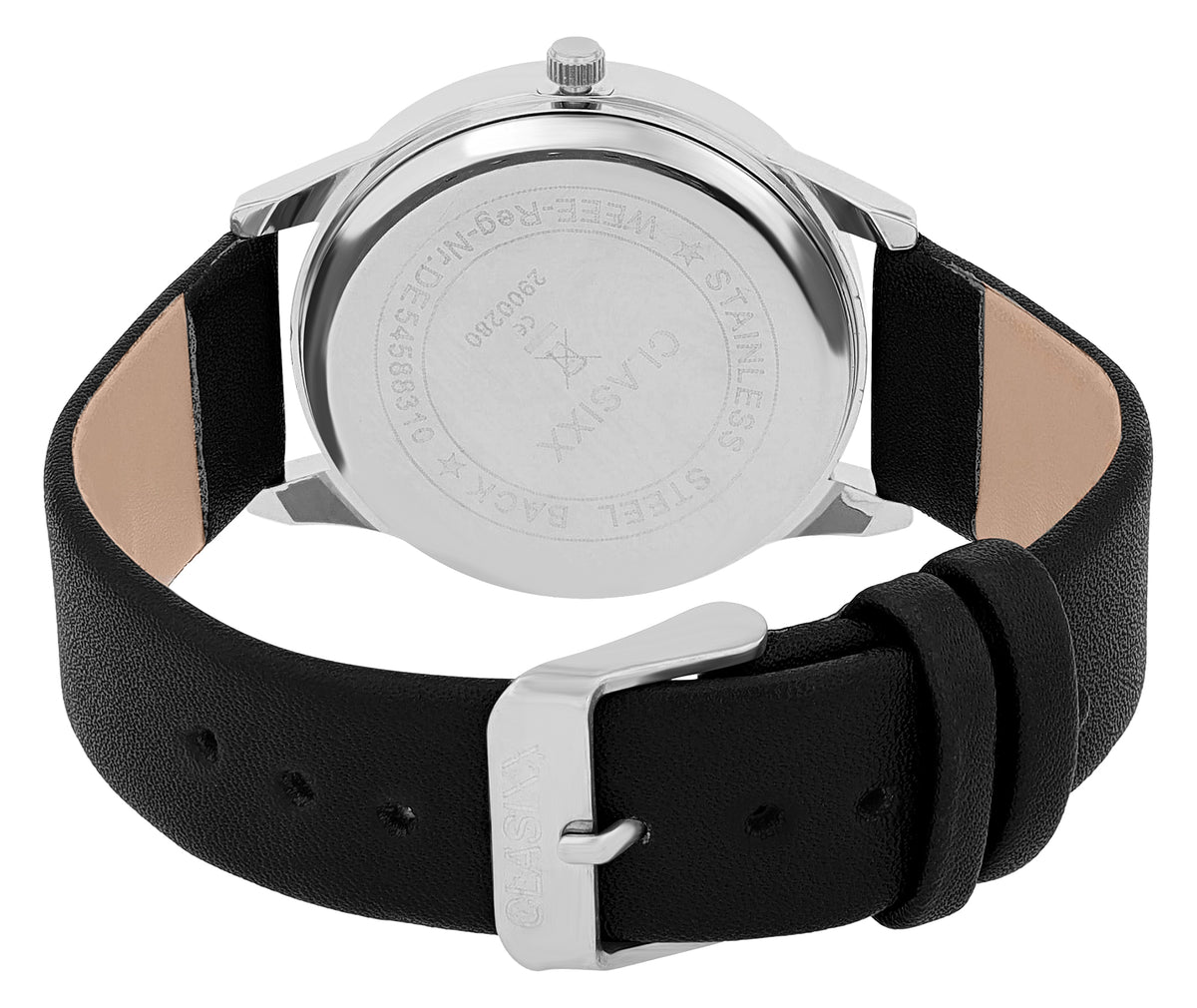 Clasixx Herrenarmbanduhr Schwarz – Klassisches Lederimitatband