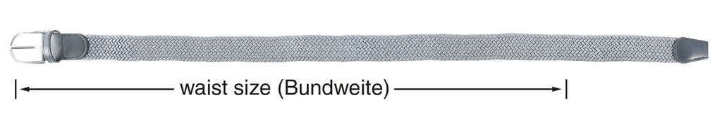 Modischer Textil-Flechtgürtel Grau – VE 12, Größen 95–115 cm