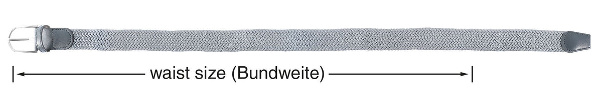 Modischer Textil-Flechtgürtel Grau – VE 12, Größen 95–115 cm