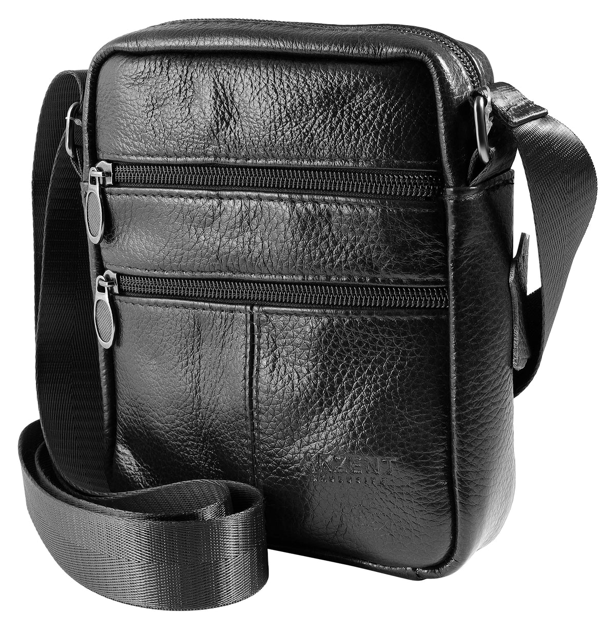 Akzent EXCLUSIVE Kleine Umhängetasche Echtleder – Schwarz & Braun
