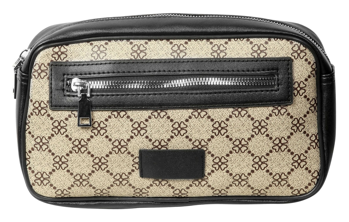 Hüfttasche Lederimitat beige mit Muster