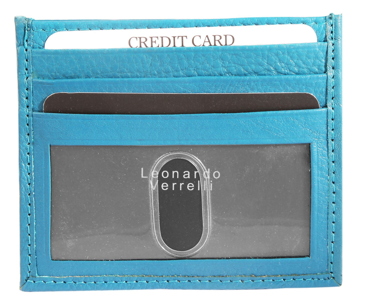Leonardo Verrelli Damen-Geschenkset Echtleder Blau/Mint – Tasche & Kartenmäppchen