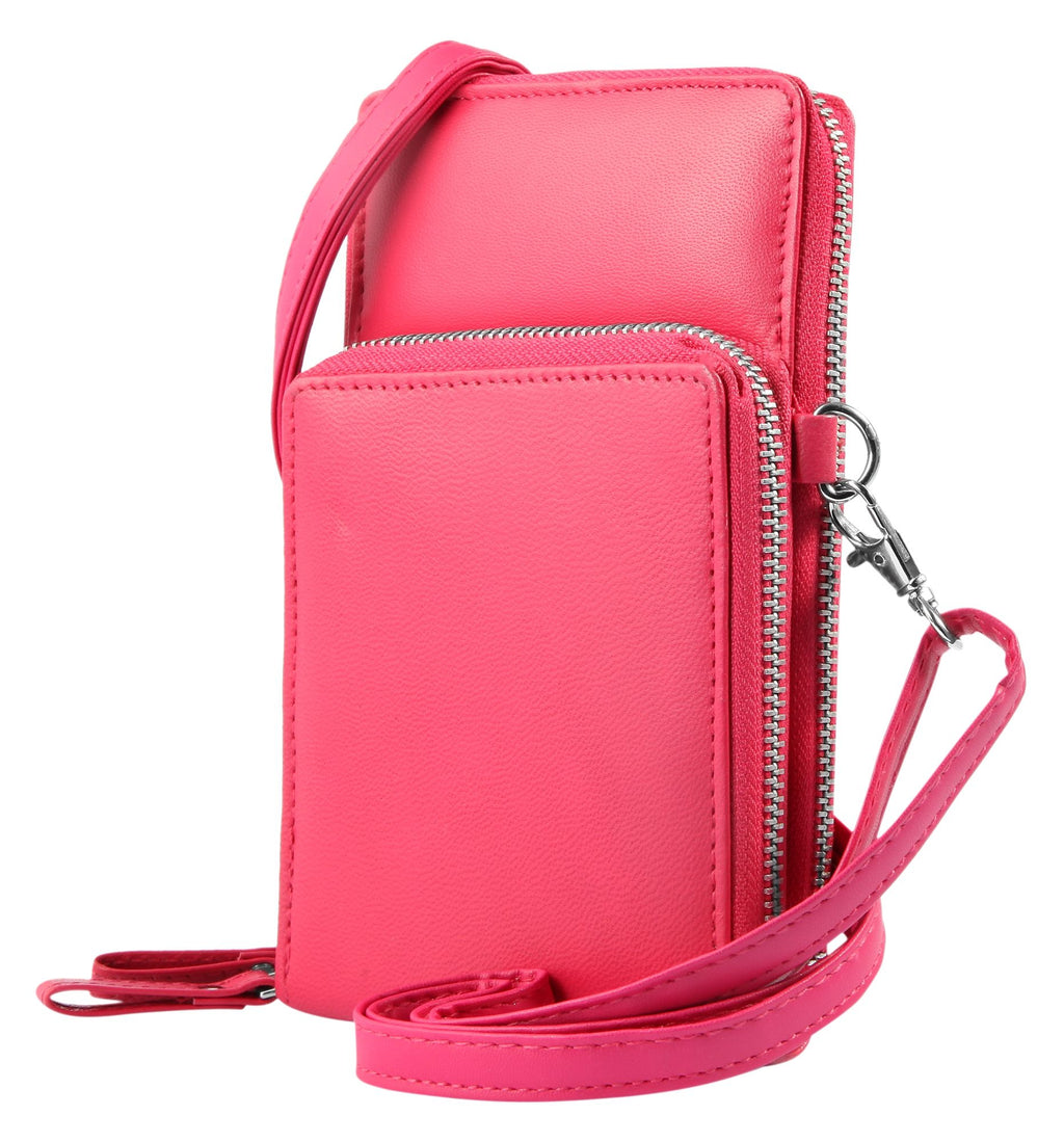 Akzent Handytasche Echtleder, Crossbody mit Minigeldbörse, rosa, schwarz