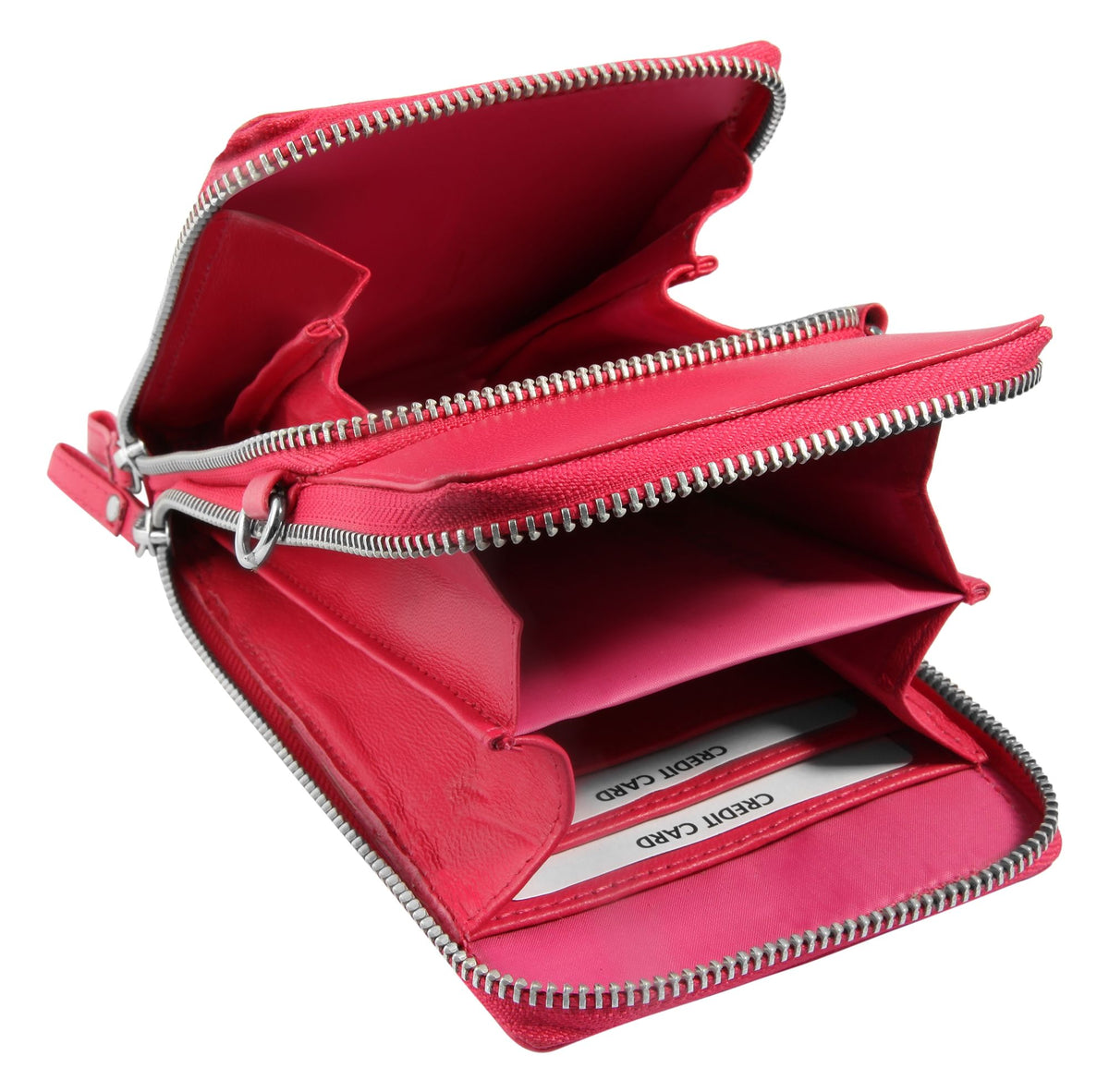 Akzent Handytasche Echtleder, Crossbody mit Minigeldbörse, rosa, schwarz