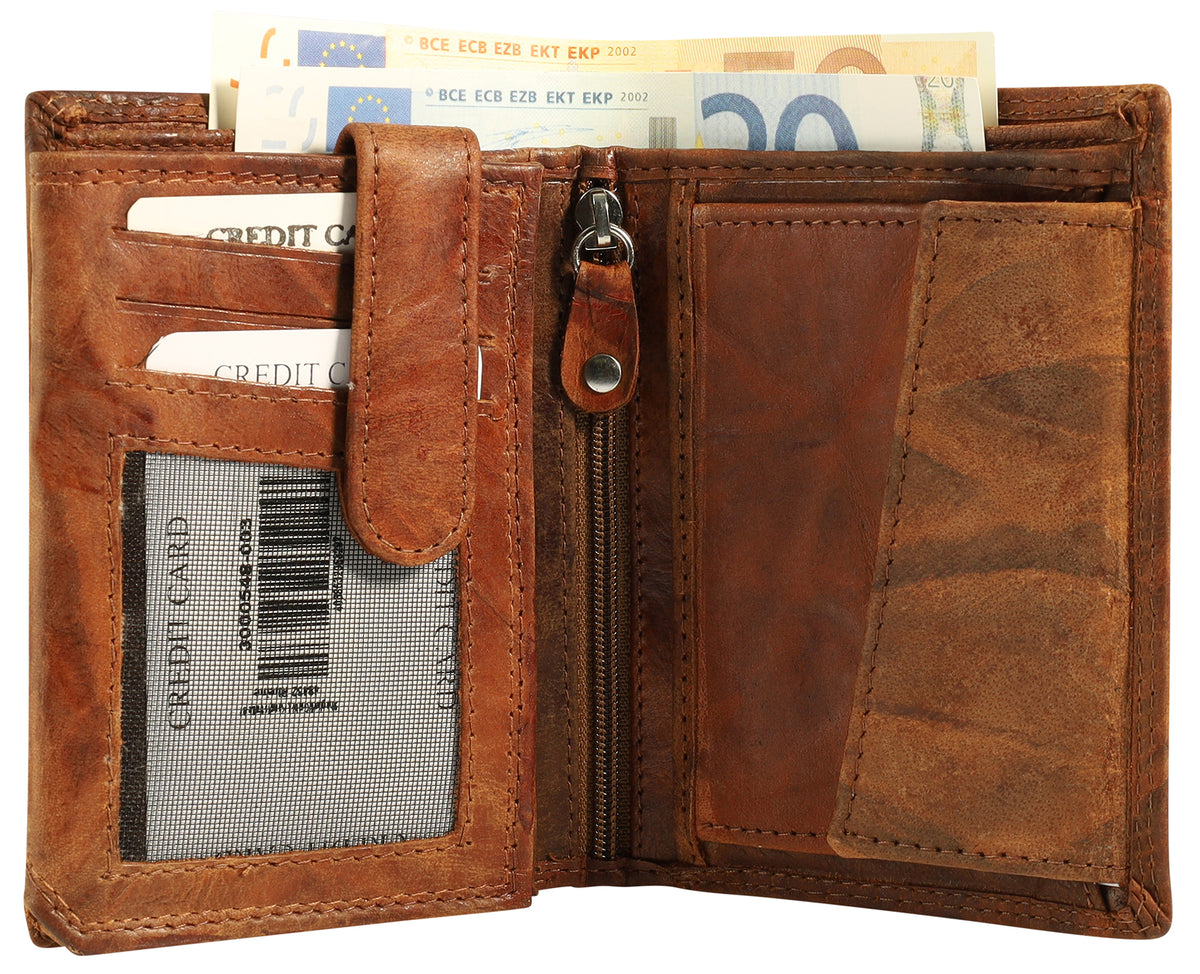 Akzent Echtleder Geldbörse Hochformat Braun – Vintage Herrengeldbörse
