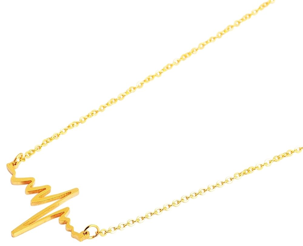 „Laurena" Damen-Halskette | Ankerkette mit Herzschlag-Anhänger | Goldfarben | Edelstahl