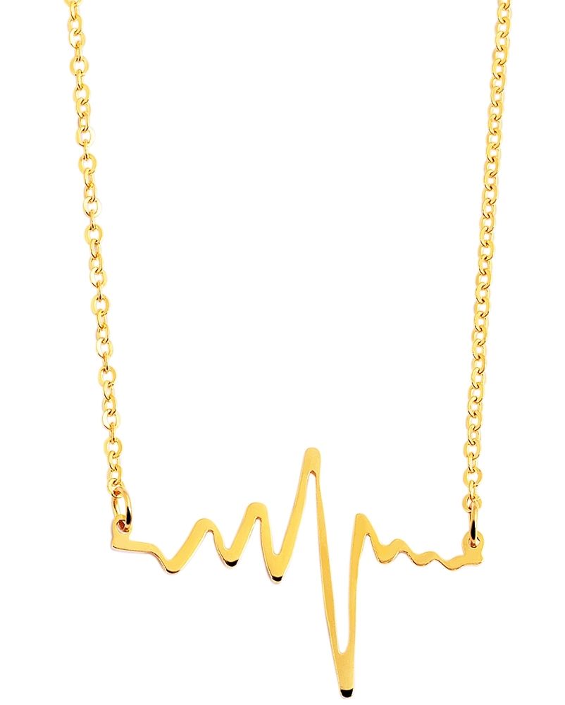 „Laurena" Damen-Halskette | Ankerkette mit Herzschlag-Anhänger | Goldfarben | Edelstahl