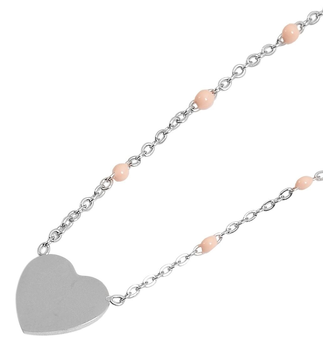 Ellwood Edelstahl-Halskette mit Herzanhänger | Silber-Rosa | Akzent