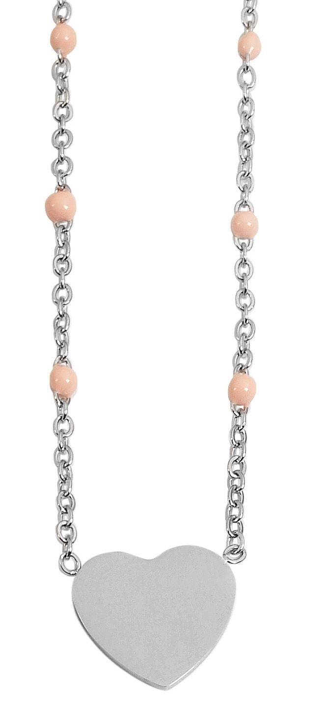 Ellwood Edelstahl-Halskette mit Herzanhänger | Silber-Rosa | Akzent