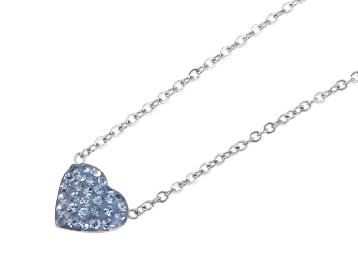 Derine Edelstahl-Halskette mit Herzanhänger | Silber-Blau | Akzent