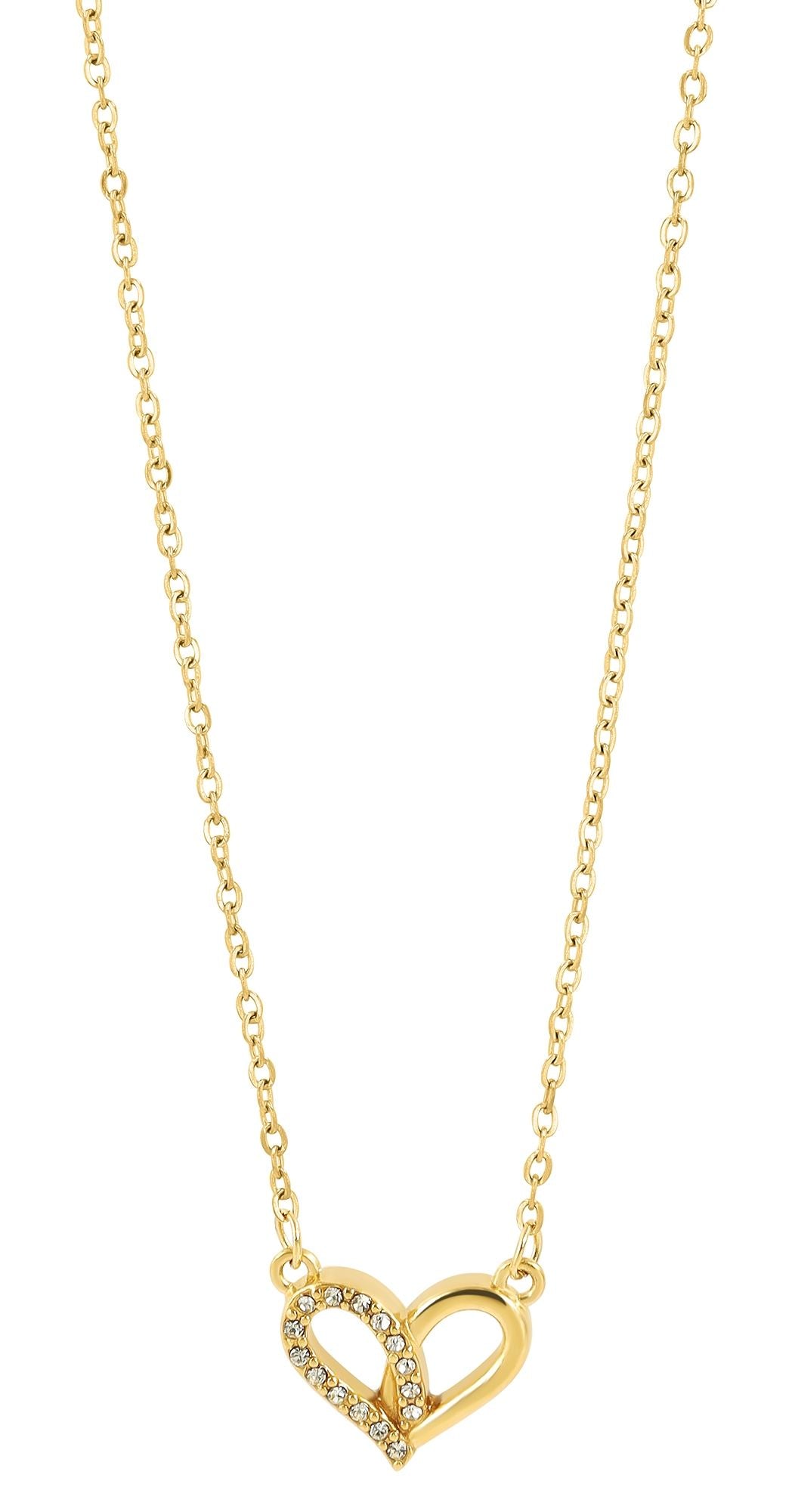 Akzent "Lavina" Damen Edelstahlkette Herz-Anhänger 42+5 cm – Gold