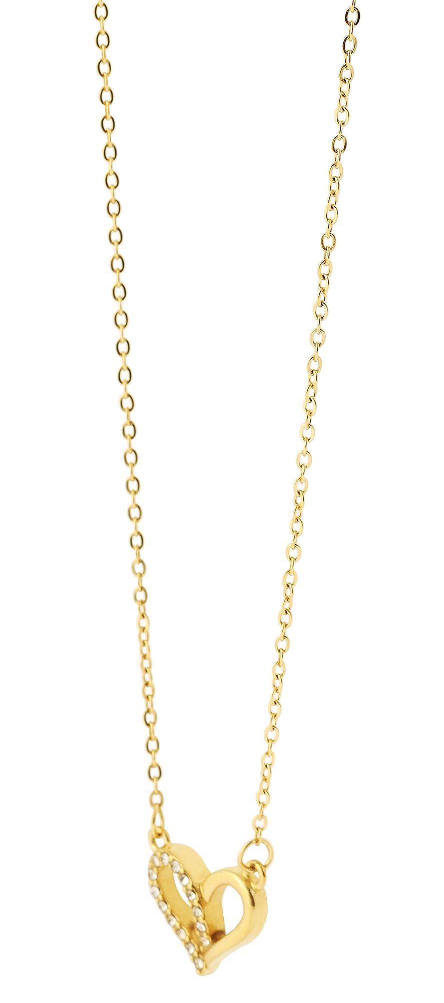 Akzent "Lavina" Damen Edelstahlkette Herz-Anhänger 42+5 cm – Gold