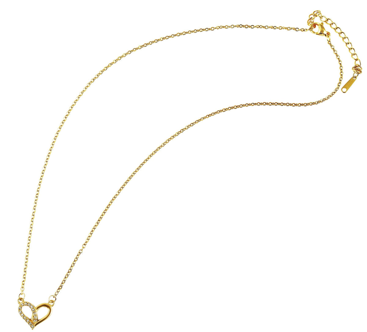 Akzent "Lavina" Damen Edelstahlkette Herz-Anhänger 42+5 cm – Gold