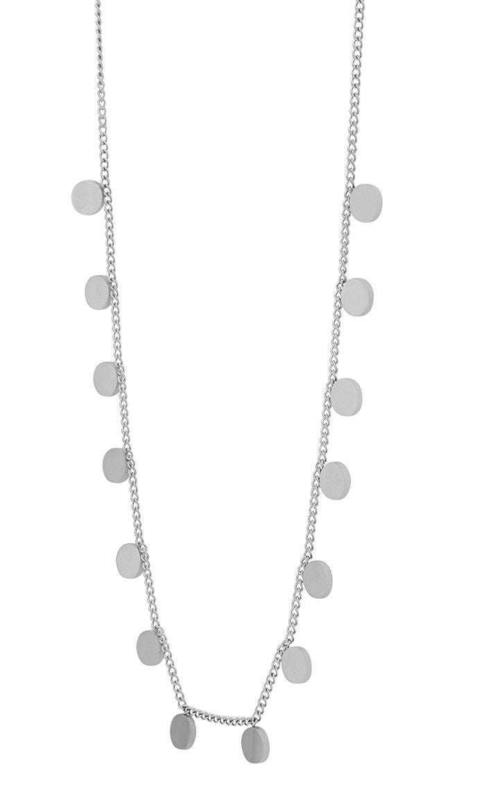 Amar Plättchen-Edelstahlkette mit Anhänger | Silber | Akzent