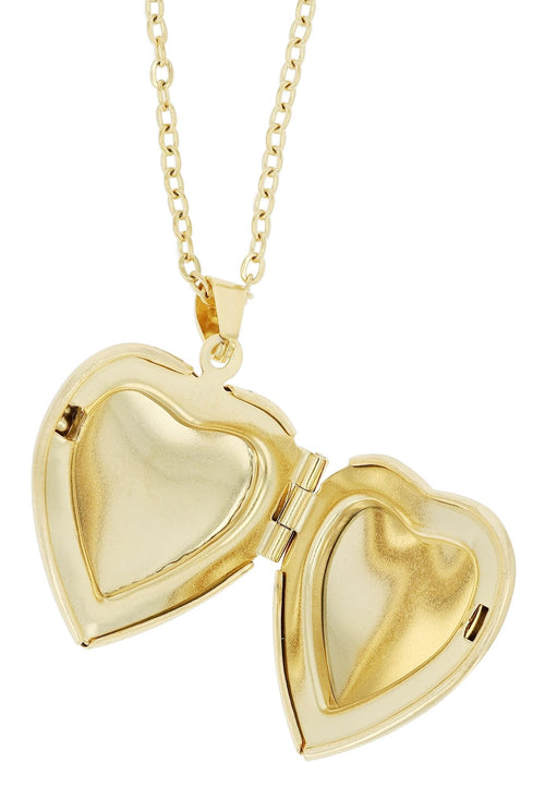 "Oria" Akzent Medaillonkette aus Edelstahl, Herzform, 45 + 5 cm, goldfarben