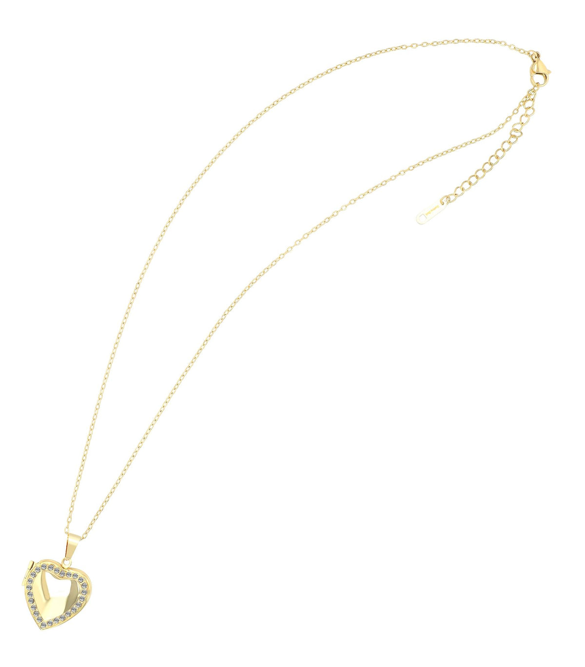 "Oria" Akzent Medaillonkette aus Edelstahl, Herzform, 45 + 5 cm, goldfarben
