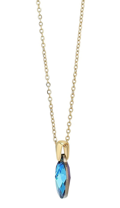 "Sheridan" Edelstahlkette mit Swarovski-Anhänger, Tropfen, 42 + 5 cm
