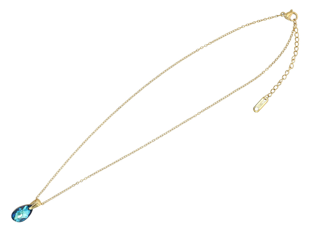 "Sheridan" Edelstahlkette mit Swarovski-Anhänger, Tropfen, 42 + 5 cm