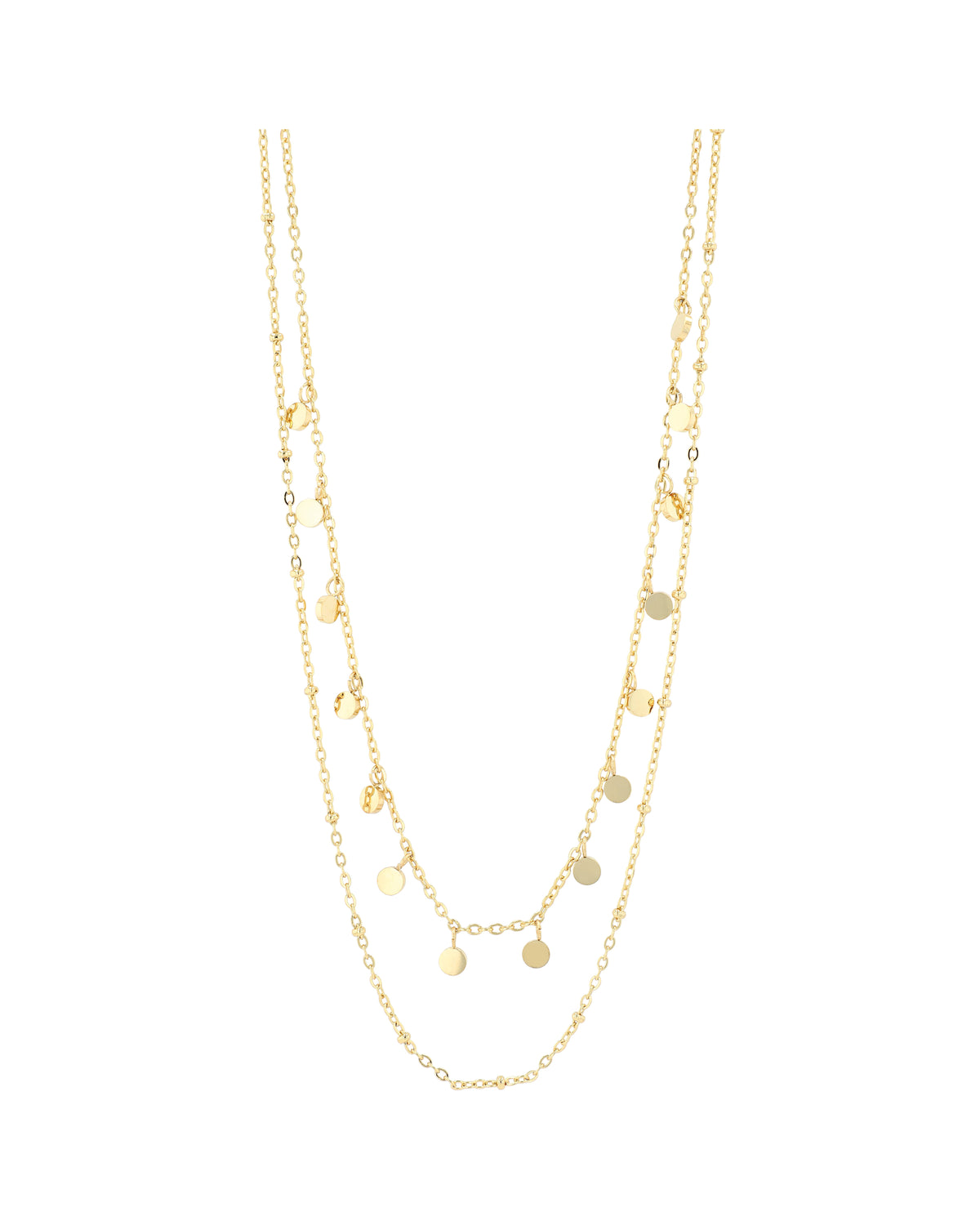 "Eline" Edelstahl Layering Kette mit Plättchen, 40/45 + 5 cm, goldfarben