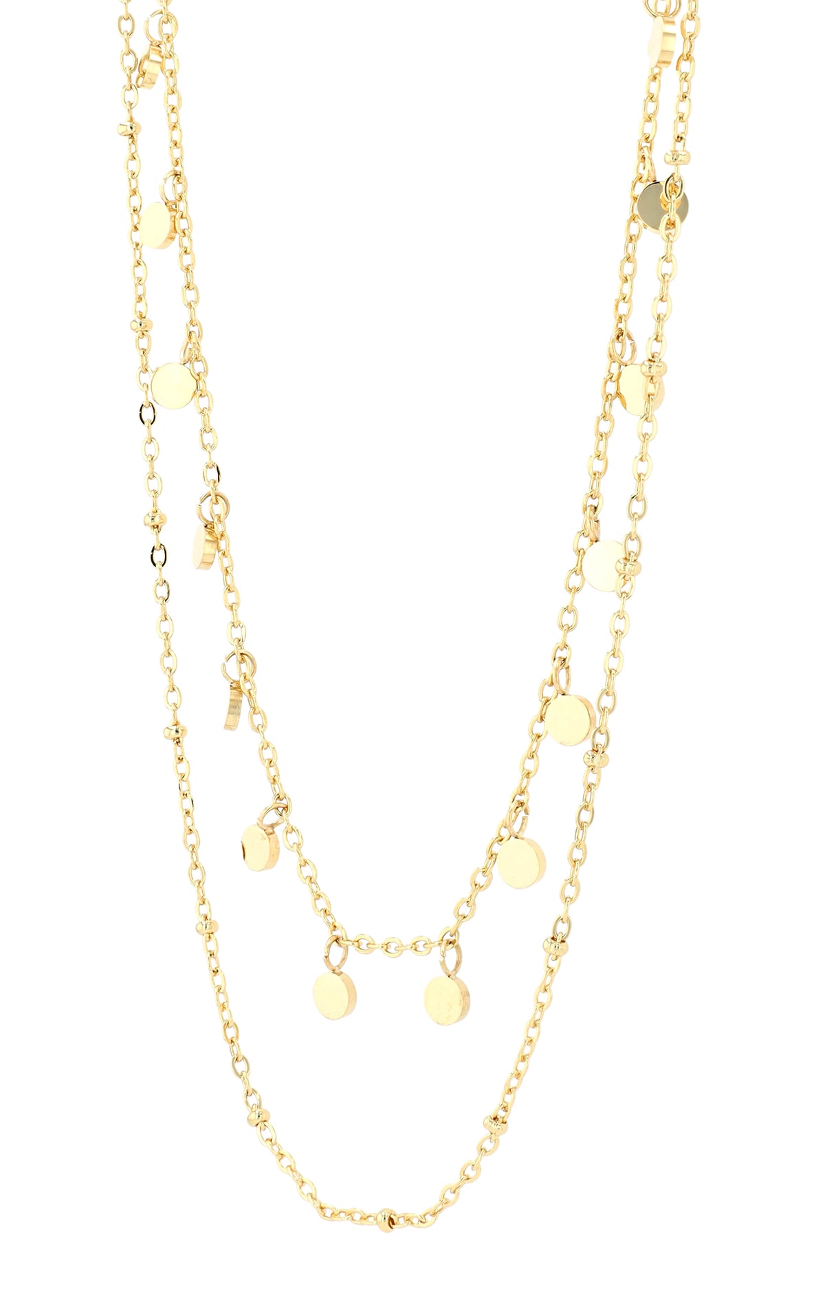 "Eline" Edelstahl Layering Kette mit Plättchen, 40/45 + 5 cm, goldfarben
