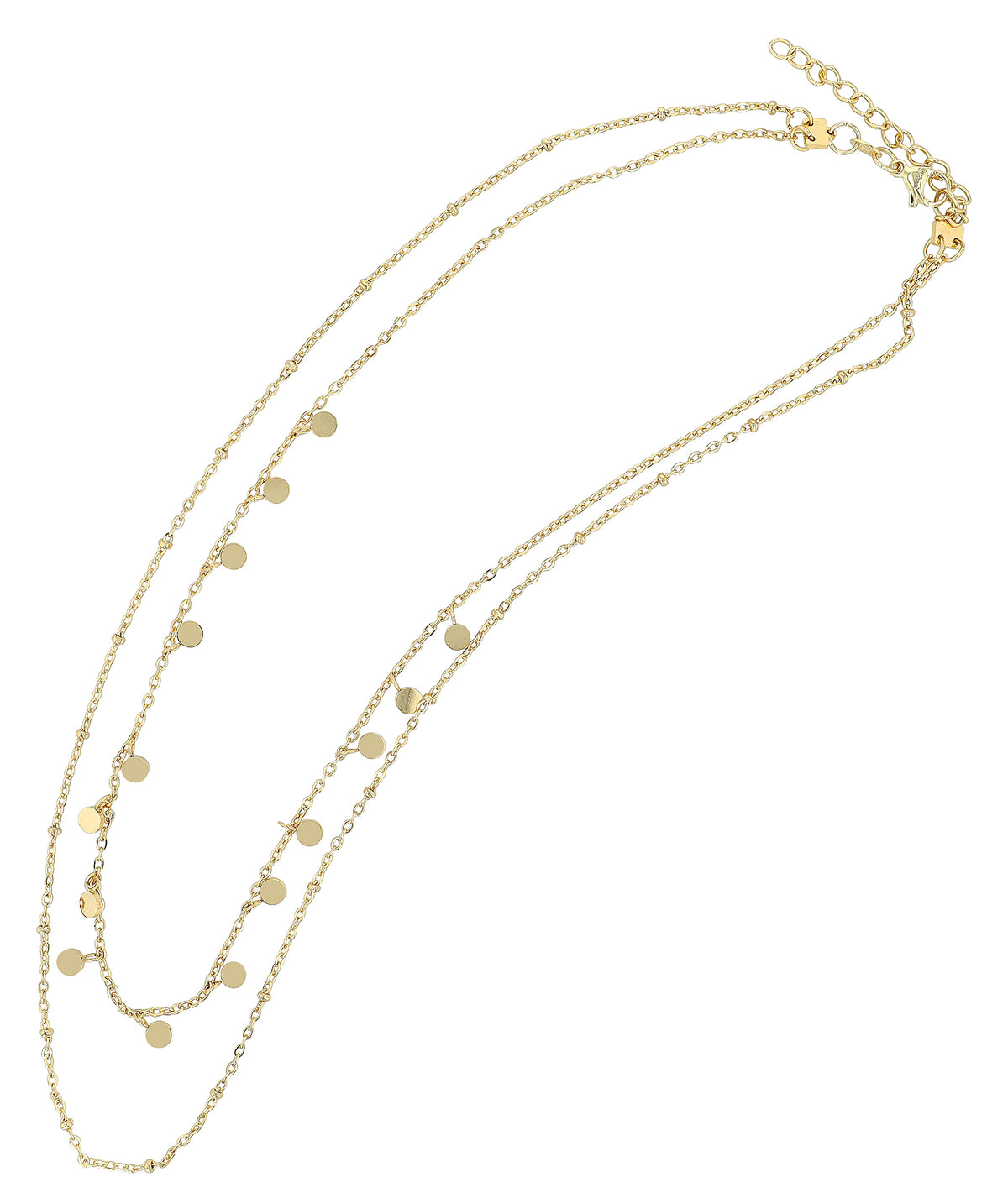 "Eline" Edelstahl Layering Kette mit Plättchen, 40/45 + 5 cm, goldfarben