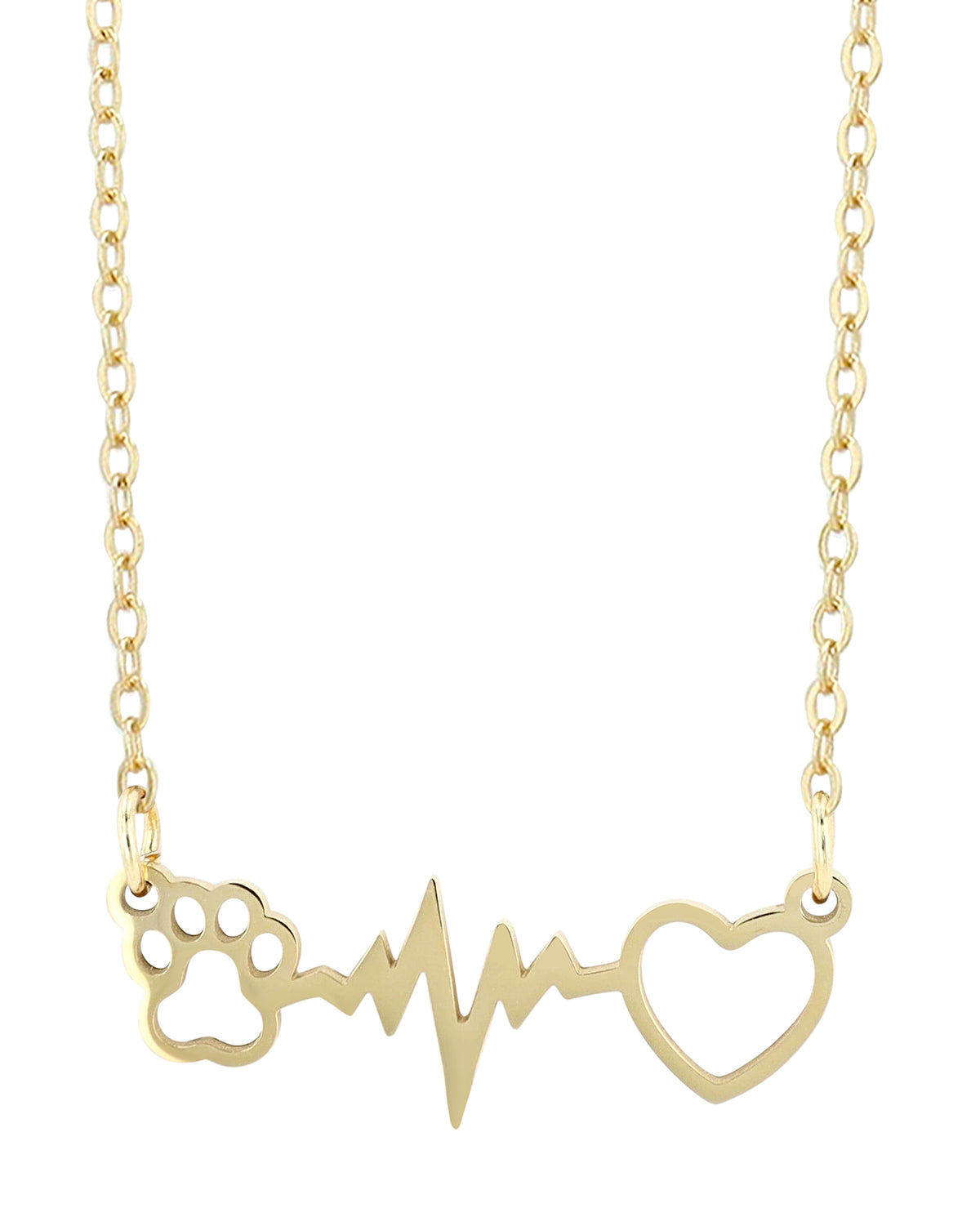 Akzent "Carola" Edelstahlkette Herz & Pfote 43+5 cm – Gold