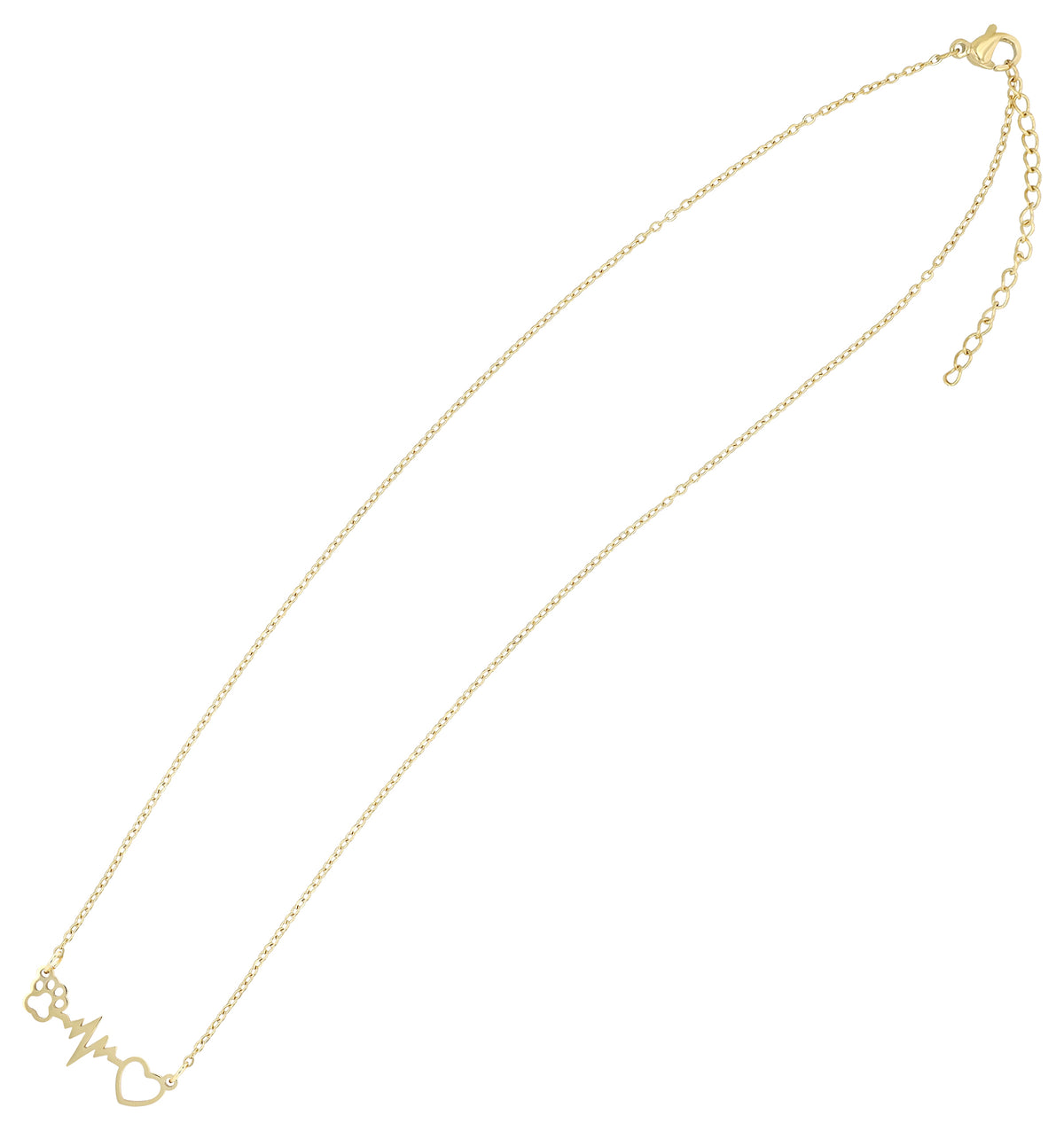 Akzent "Carola" Edelstahlkette Herz & Pfote 43+5 cm – Gold