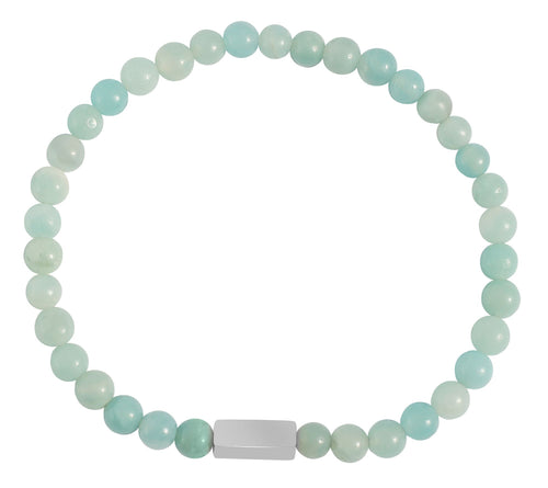 "Elysia" Kugelarmband | Amazonit & Edelstahl-Gravurelement | silberfarben | Akzent